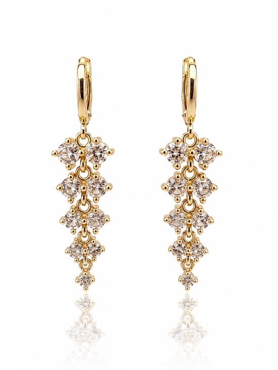 Jewelry - Gold-Filled Crystal Drop Cluster Huggie Earrings